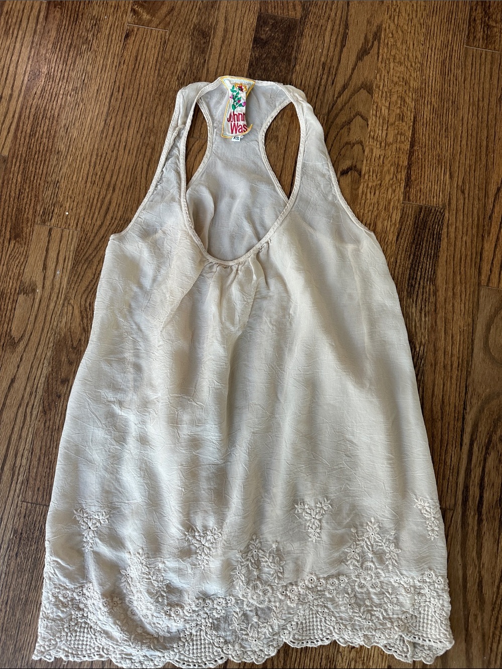 Johnny Was Cream Embroidered Racerback Camisole